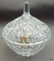Cristal D&#39;Arques Footed Trinket Dish with Lid Lead Crystal Diamond Fan 3... - £12.55 GBP