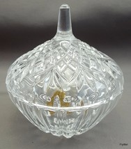 Cristal D&#39;Arques Footed Trinket Dish with Lid Lead Crystal Diamond Fan 3.63in - £12.38 GBP