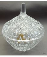 Cristal D&#39;Arques Footed Trinket Dish with Lid Lead Crystal Diamond Fan 3... - £12.37 GBP