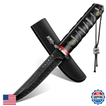 PurpleBird Japanese Fixed Blade Knife - Sharp Samurai Tanto Knife with W... - $65.80