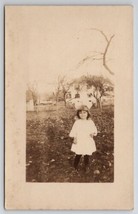 RPPC Adorable Little Girl In Yard Real Photo Postcard T24 - £6.35 GBP