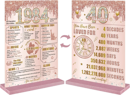 Happy 40Th Birthday Decorations Back in 1984 Table Sign for Women, Pink Rose Gol - £16.69 GBP