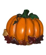 Vintage Autumn Fall Pumpkin &amp; Leaves Resin Brooch Lapel Pin Thanksgiving... - $13.03 CAD