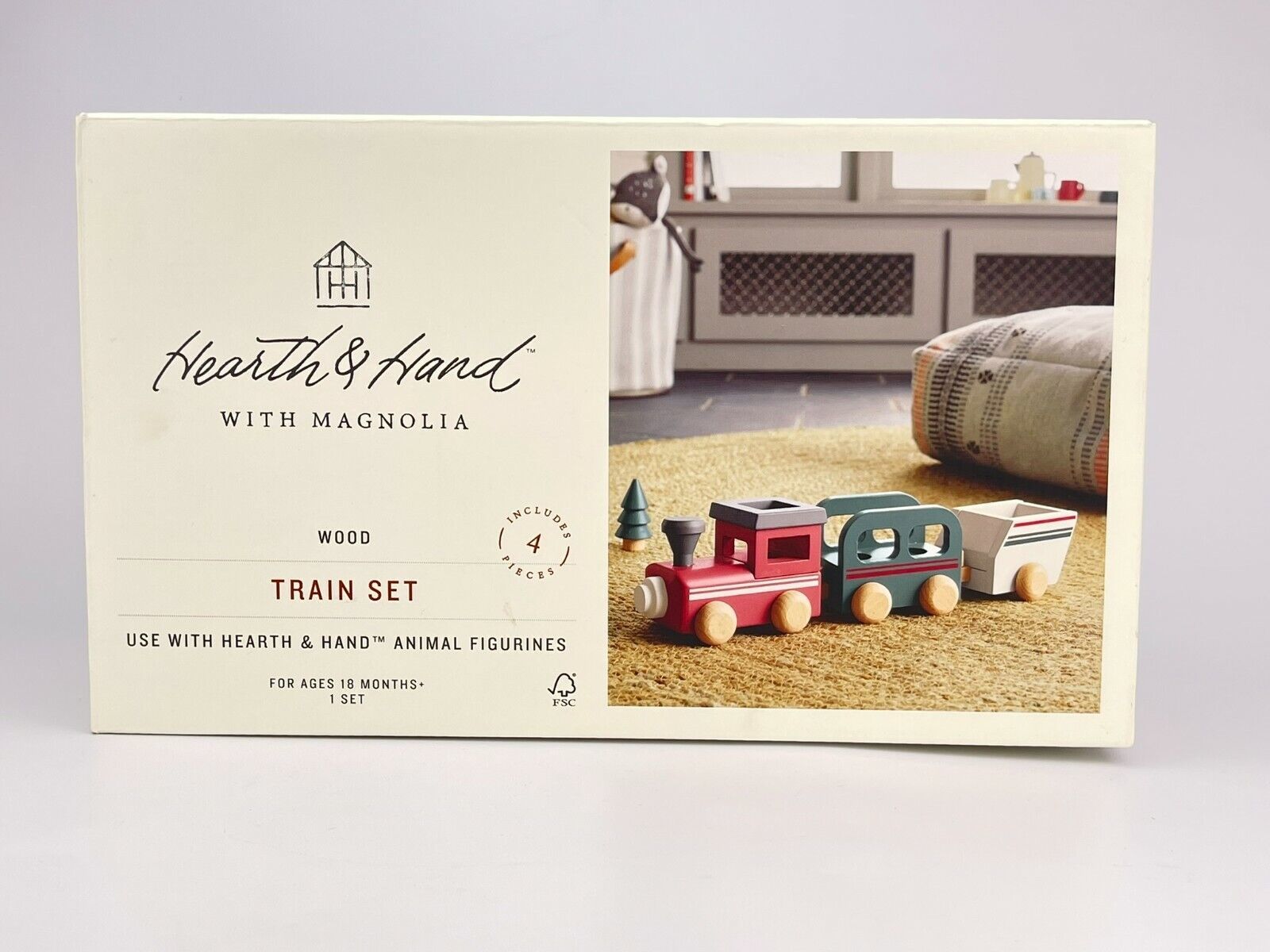 Primary image for Hearth And Hand With Magnolia Wood Train Set 4 Pieces 2021 New