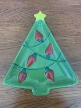 Hallmark Christmas  Tree Holiday Small Serving Plate Red Light 6.75”x8” - $111.60 MXN