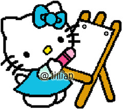 new HELLO KITTY DRAWING Counted Cross Stitch PATTERN - £2.25 GBP