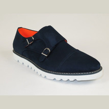 Men Tayno Dressy Casual Soft Suede Comfortable Double Buckle #Freshman Navy image 2