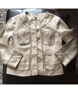J Crew Womens Conference Jacket Blazer Linen Sz 0 Lined Beige free ship  - $373.54 MXN