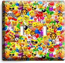 Text Emoji Smiley Poop Symbols Double Light Switch Wall Plate Cover Home Decor - £8.32 GBP