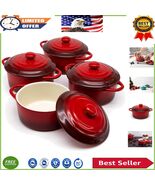 Individual Serving Cocotte Set - 12 oz Stylish Casseroles with Lids &amp; Ha... - $1,476.87 MXN