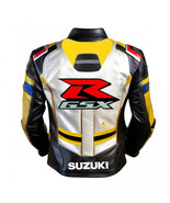  Men,s Suzuki GSXR Yellow/Black/White Leather Motorcycle Jacket CE-APROV... - $199.00