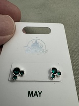 Disney Parks Mickey Mouse Faux Emerald  May Birthstone Earrings Silver Color image 6