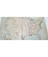 Antique 1877 Color Lithograph MAP OF CONTINENTAL USA 19&quot; x 12&quot; Steinwehr  - £7.07 GBP