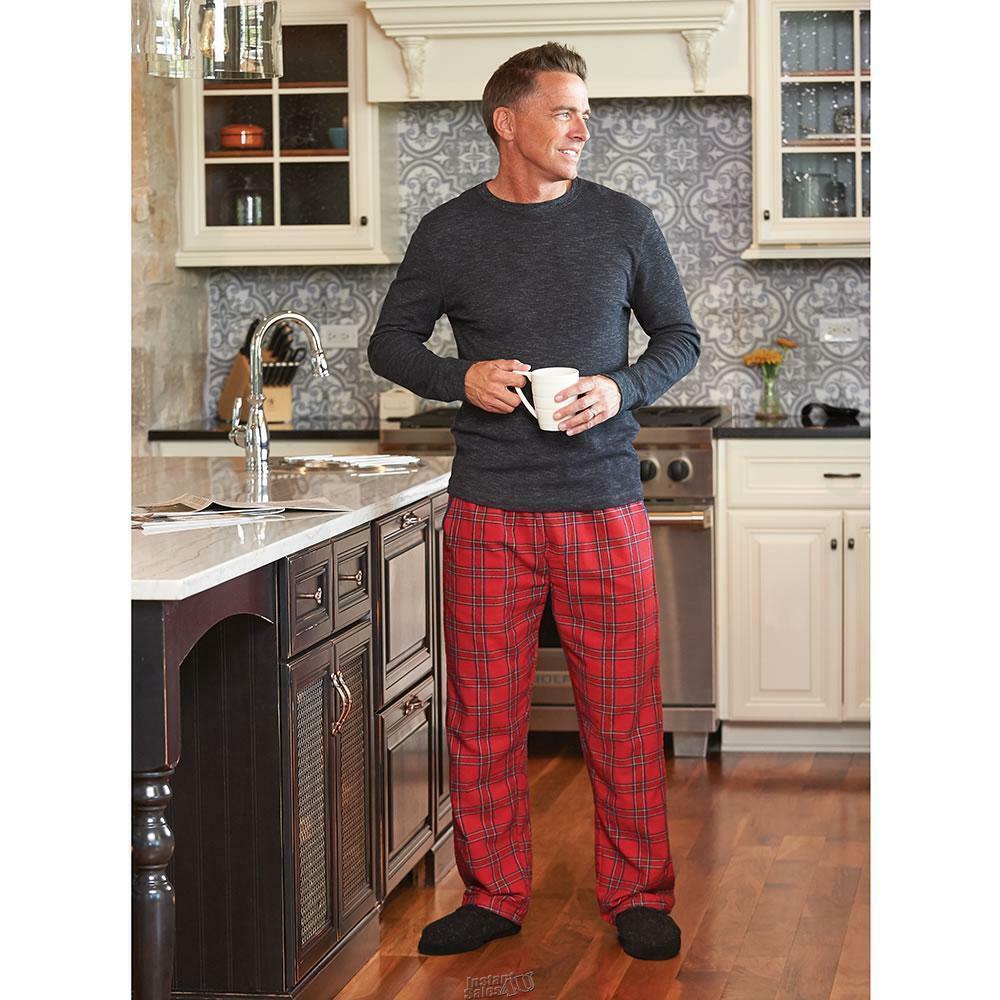 Primary image for Hammacher Magee Gentleman Irish Flannel Lounge Pajama Men Pant Red Plaid Medium