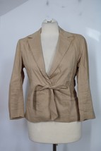 Theory 6 Beige Brown Linen Blend Tie-Waist Lightweight Galina Blazer Jacket - $51.30
