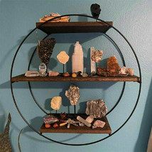 Antique Ring Wood Floating Shelves Wall Display Shelf W/ Heavy Duty Metal Frame - £47.15 GBP