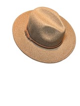 Fedora Mens Wool Blend Panama Hat Flat Wide Brim Brown Leather Band - $14.89