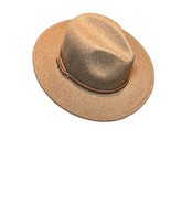 Fedora Mens Wool Blend Panama Hat Flat Wide Brim Brown Leather Band - $20.42 CAD