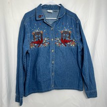 Vintage Bobbie Brooks Denim Cardinal Button Down Womens Shirt Size Large - £18.45 GBP