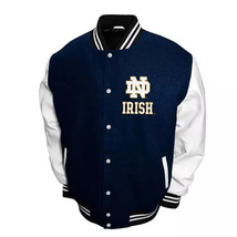 DSHARKS Notre Dame Irish Navy Wool White Genuine Leather Sleeves Varsity... - $150.00+