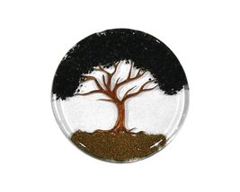 Tree of Life Chip Stone Acrylic Coaster Round Table Ornament Spiritual Home Bar  - £11.86 GBP