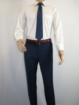Men Flat Front Suit Separate Pants Slim Fit Soft light Weight Slacks 201-19 Navy image 2