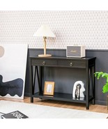 Console Table with Drawer Storage Shelf for Entryway Hallway-Black - Col... - £134.49 GBP