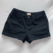 Black Jean Shorts Women’s 9 Notched Side Zipper Front Shorts Minimalist - £12.39 GBP