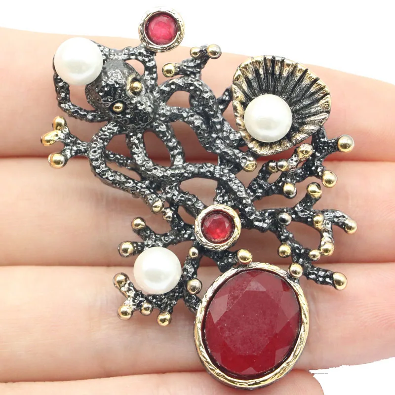 Buy 3 get 1 free 53x38mm Neo-Gothic Big Octopus 19g Real Red Ruby  Violet - £10.87 GBP