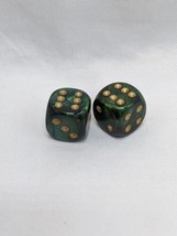 (2) Scarab 16mm W/Pips Jade / Gold D6 Dice - $21.77