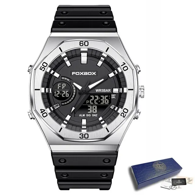 New Dual Display Watches For Men Casual Sports Chronograph Quartz Big Di... - $51.84