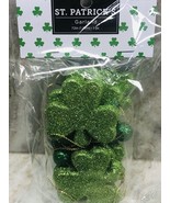 1 Pk St. Patrick&#39;s Day  Lt Green Glitter shamrock Garland Home party dec... - $15.97 CAD