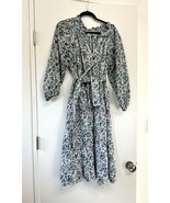 Vanessa Fox Lowell dress cotton Paisley Large L Blue Flower Print - $224.50 CAD