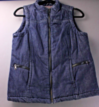 liz claibrne Womens padded Denim vest with Zippers Lined Size Small 1244 - £12.06 GBP