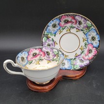 Vintage c.1940 Taylor &amp; Kent Bone China Colorful Floral Tea Cup Saucer E... - $24.74