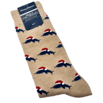 Tommy Bahama Men&#39;s Socks Holiday Theme Santa Marlin Pattern Tan/Stone OS - £7.97 GBP