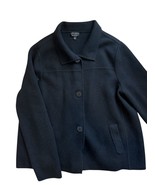Talbots 100% Pure Italian Merino Black Cardigan Buttons Wool Collar Pock... - $65.91 CAD
