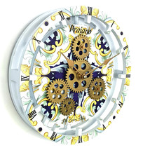 Italy line Desk-Wall Clock 10 inches with real moving gears PRAIANO - $44.99