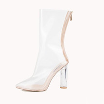 Women Boots Transparency Crude Heel Pointed Toe Shoes After The Zipper Over-knee - £118.57 GBP