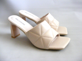 SEKAYISORE Women&#39;s 8.5 Off White Quilted Heeled Sandals Block Chunky Hee... - $535.08 MXN