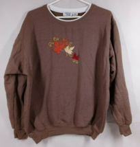 Vtg Hartfield Design Brown Sweatshirt With Beaded Embroidered Leaves Des... - $14.50