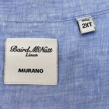 Linen Blue Shirt Mens 2XLT Baird McNutt Murano Roll Tab 2XT Mandarin V Neck - £19.20 GBP