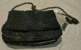 $370 Deepa Gurnani Beaded Sequin Flap Pouch Clutch Crossover with Chain NEW - £92.94 GBP