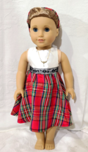 3-PC XMAS Outfit Clothes for 18&quot; Doll DRESS, HEADBAND &amp; NECKLACE White R... - £10.89 GBP