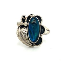 Vtg Sign Sterling Native American Navajo Paua Abalone Shell Feather Ring... - $37.61