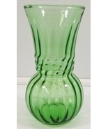 I) Green Tinted Glass Optic Swirl Flower Vase 6.5&quot; Tall - £6.22 GBP