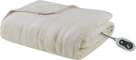 Beautyrest Foot Pocket Soft Microlight Plush Electric Blanket Heated, Ivory - £59.28 GBP