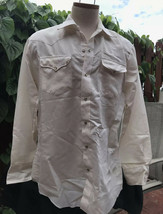 Vtg Mesquite Cowboy Dress Shirt Sz 16.5 Pearl Snaps Distressed Yoke Worn... - £41.11 GBP
