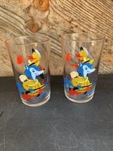 Set Of 2 Child&#39;s Cup Arcoroc Glass Tumbler Cartoon Themed  France Vintage - £9.49 GBP