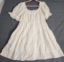 NWT Old Navy Ivory Milkmaid Dress Sz L Short Sleeve Peasant Tiered Embro... - $24.70